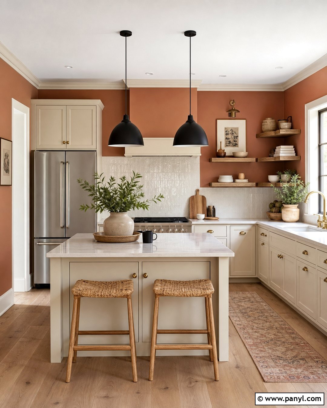 Terracotta Kitchen Walls With Cream Cabinets - 40 Terracotta Wall Color Ideas