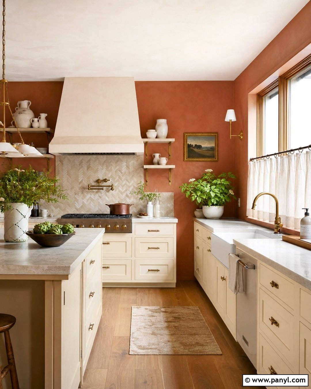 Terracotta Kitchen Walls With Cream Cabinets - 40 terracotta kitchen walls