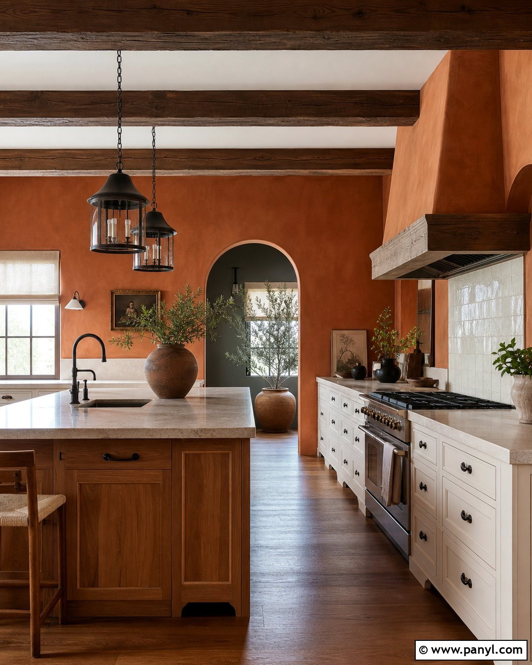 Terracotta Kitchen Walls With Exposed Beams - 40 terracotta kitchen walls