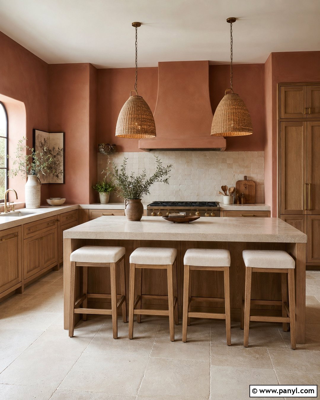 Terracotta Kitchen Walls With Light Wood Cabinets - 25 Kitchen Wall Color With Natural Wood Cabinet Ideas