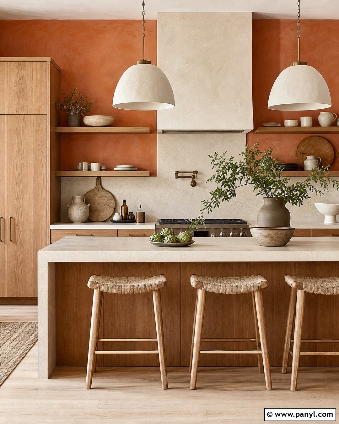Terracotta Kitchen Walls With Limewash Texture - 40 terracotta kitchen walls