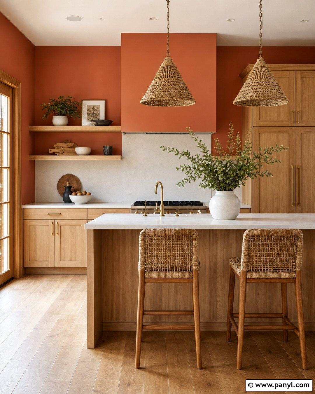 Terracotta Kitchen Walls With Oak Cabinets - 40 terracotta kitchen walls
