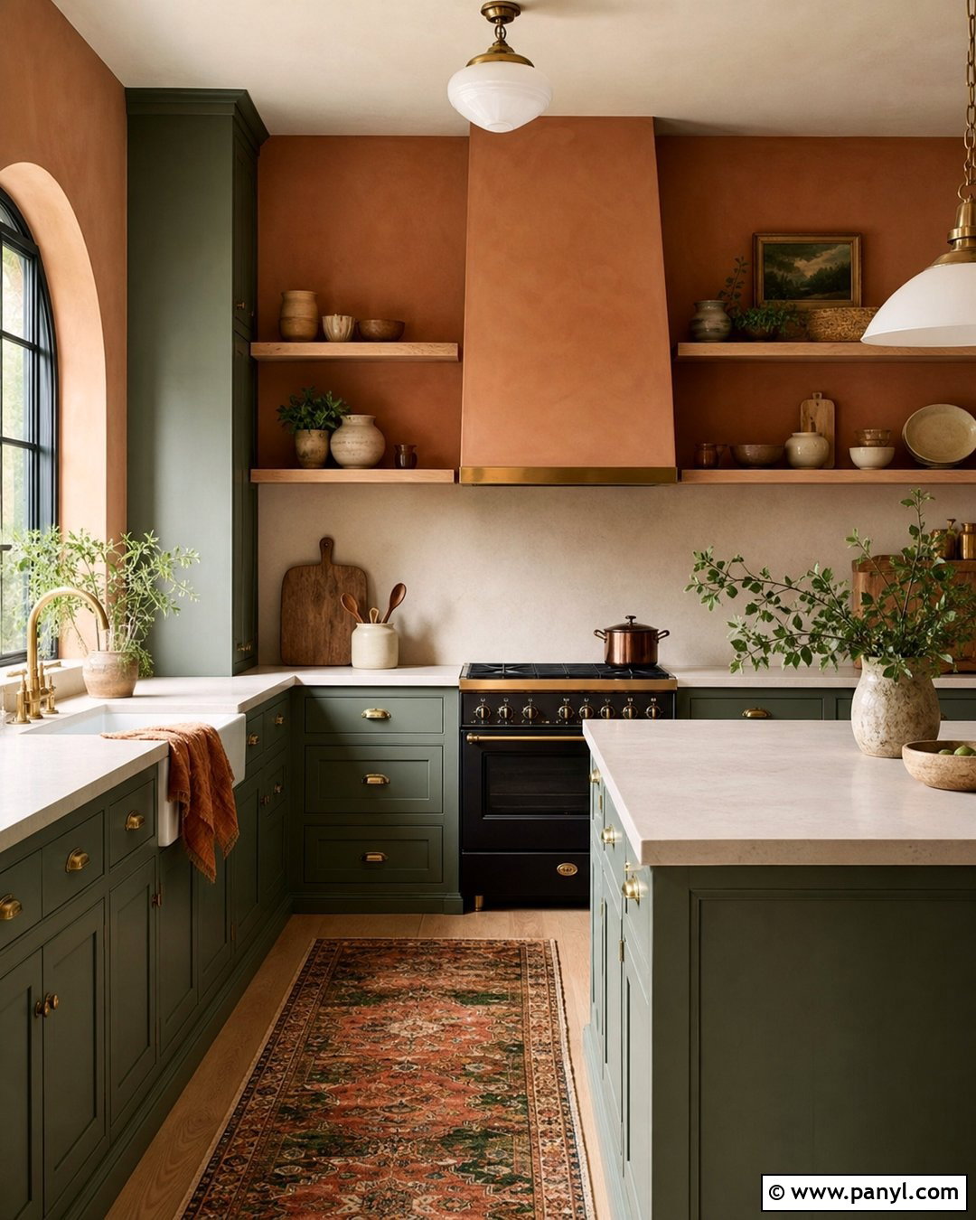 Terracotta Kitchen Walls With Sage Cabinets - 40 Terracotta Wall Color Ideas