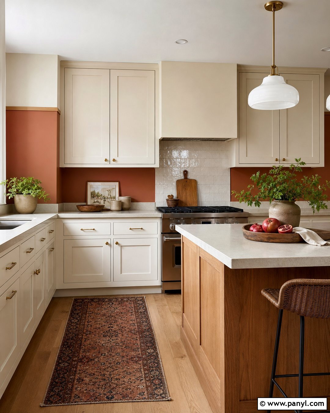 Terracotta Kitchen Walls With Two-Tone Paint - 40 terracotta kitchen walls