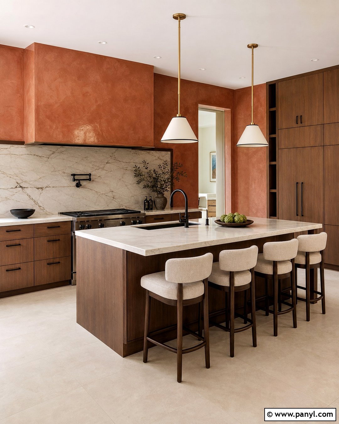 Terracotta Kitchen Walls With Venetian Plaster - 40 terracotta kitchen walls