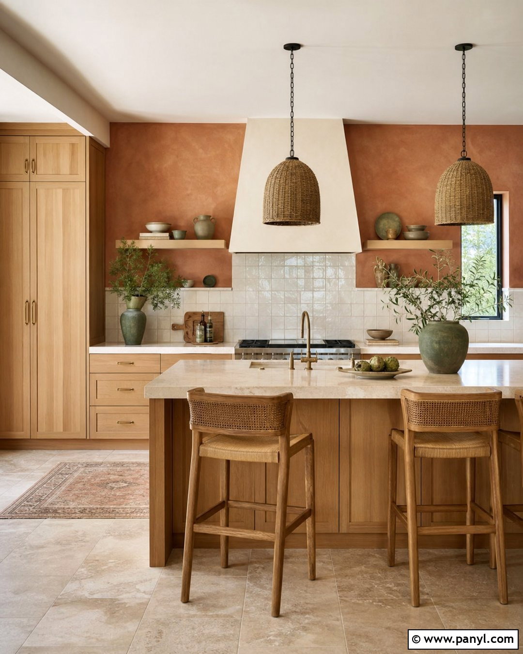 Terracotta Kitchen With Wood Cabinets - 25 Kitchen Colors With Wood Cabinets