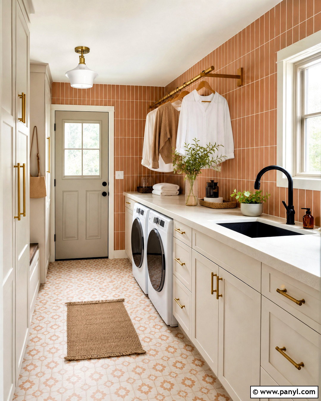 Terracotta Laundry Room Wall - 20 terracotta wall tiles