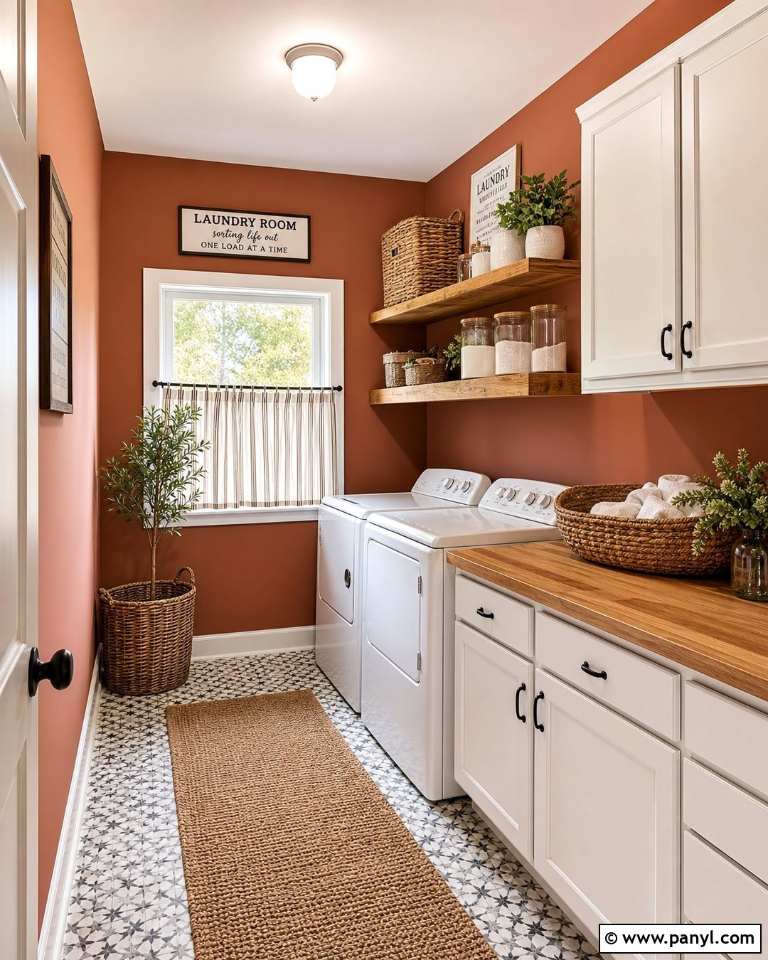 Terracotta Laundry Room Walls With Cream Cabinets - 40 Terracotta Wall Color Ideas