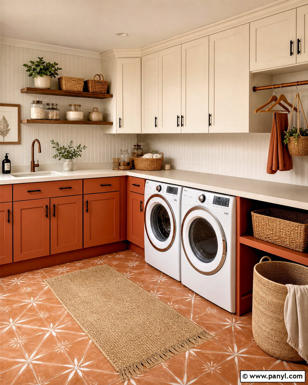 Terracotta Laundry Room With Cream Cabinets - 20 teracotta ideas interior ideas