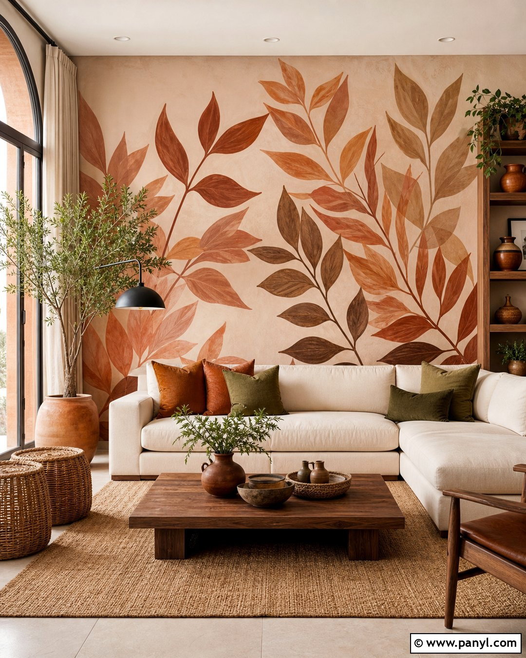 Terracotta Leaf Accent Wall - 20 Wall Paint Leaves