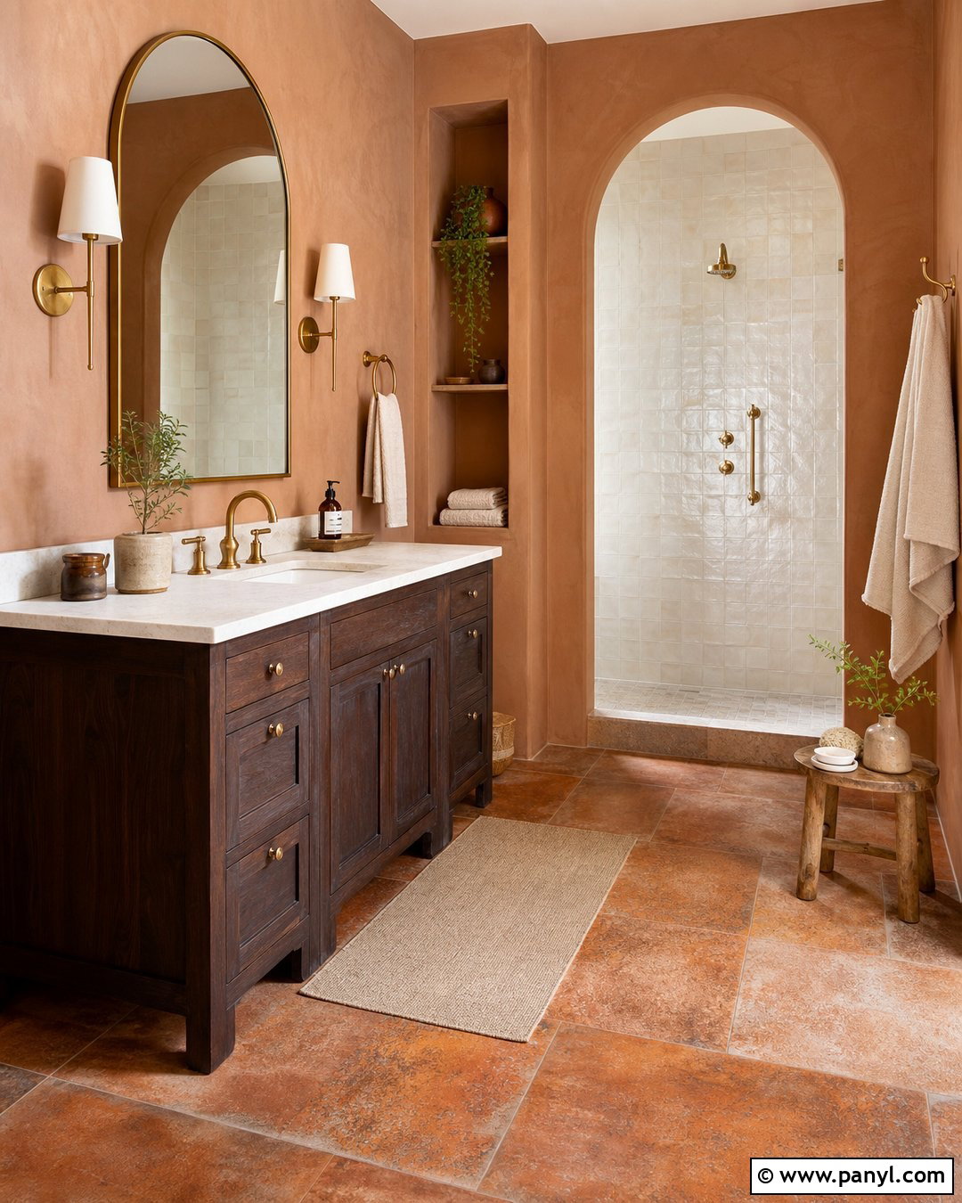 Terracotta Lime Wash Bathroom - 20 Lime Wash Walls In Bathroom Ideas