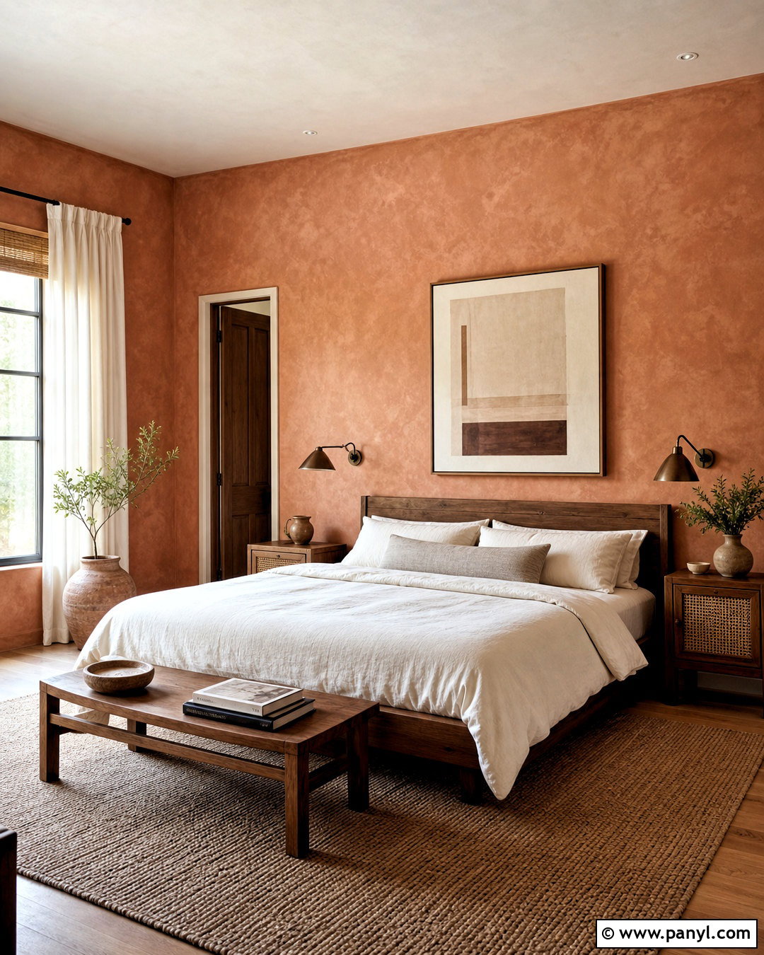 Terracotta Limewash Bedroom Walls - 20 room wall painting ideas