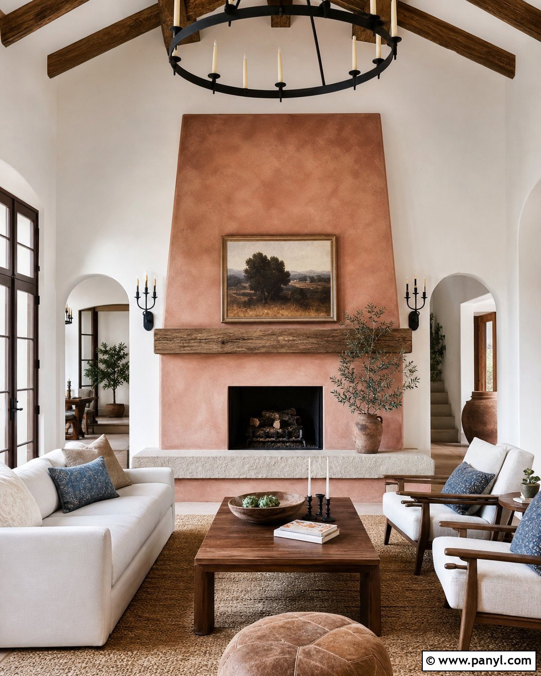 Terracotta Limewash Fireplace Wall - 20 Limewash Paint Fireplace Wall Ideas