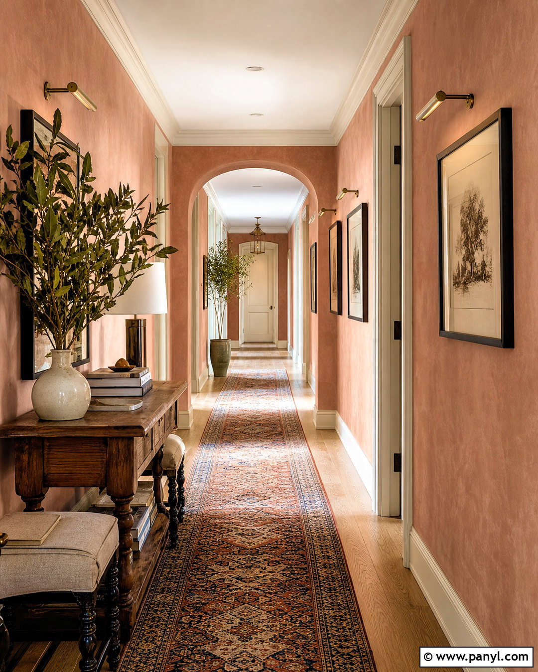 Terracotta Limewash Hallway - 20 terracotta limewash walls