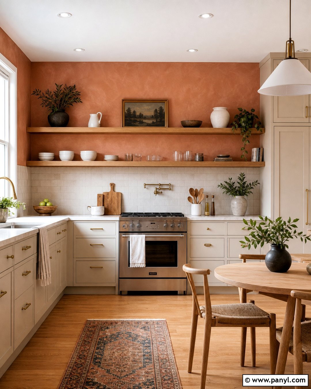 Terracotta Limewash Kitchen Wall - 35 limewash accent wall ideas