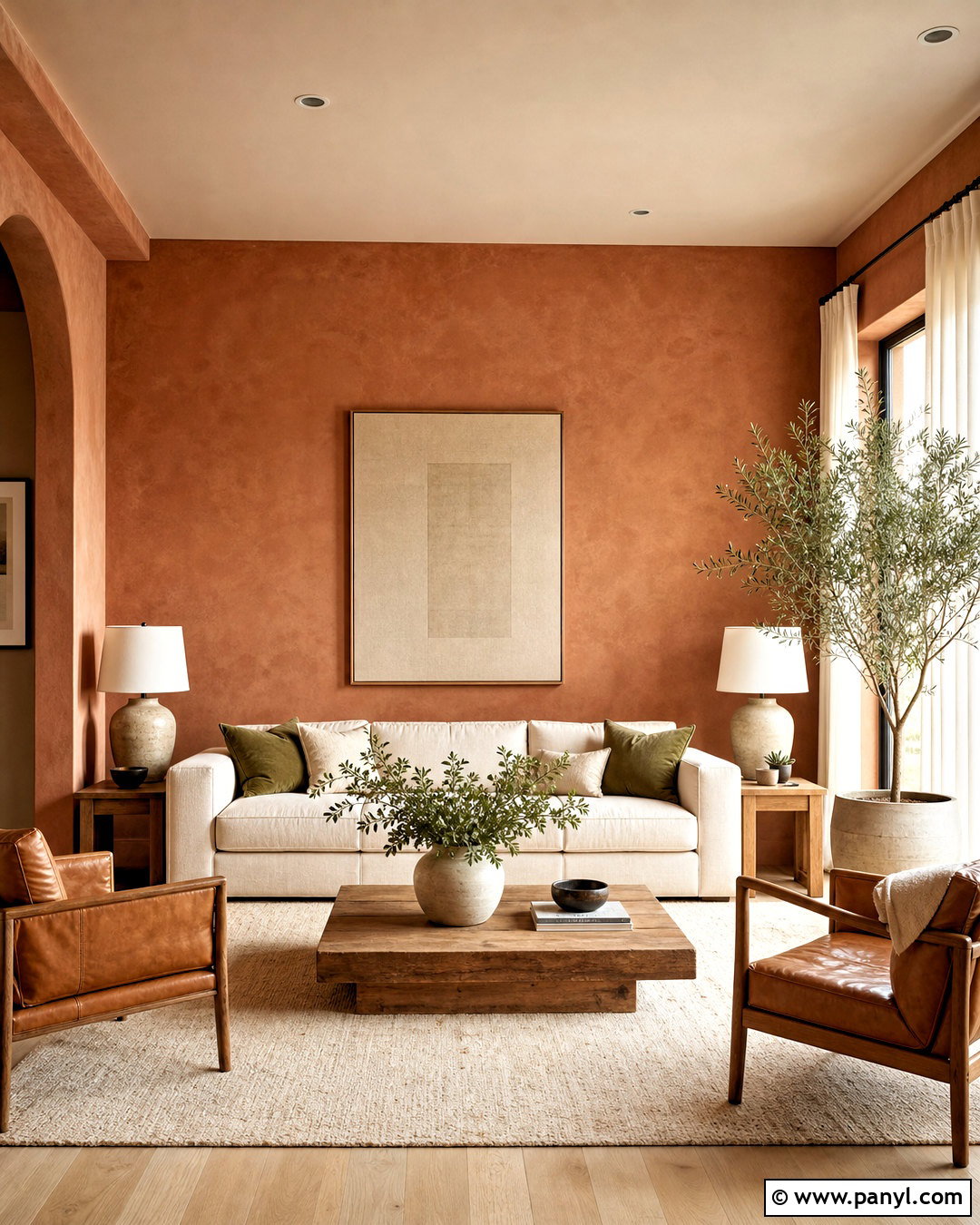 Terracotta Limewash Living Room - 20 terracotta limewash walls