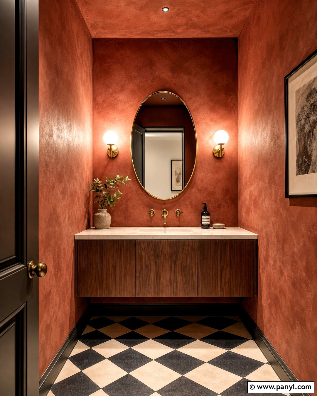 Terracotta Limewash Powder Room - 20 terracotta limewash walls