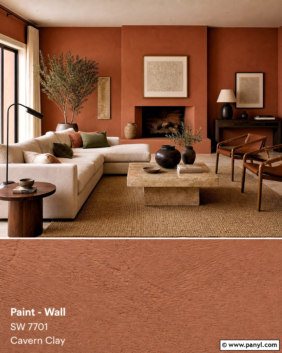 Terracotta Living Room - 20 modern living room paint color ideas