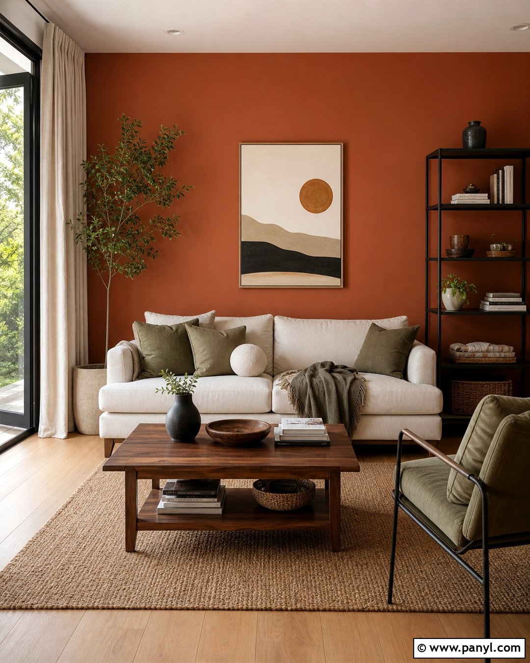 Terracotta Living Room Accent Wall - 25 Wall Accent Paint Ideas