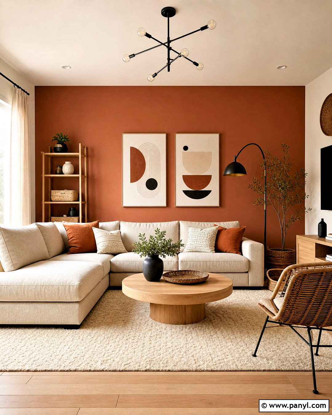 Terracotta Living Room Accent Wall - 20 accent color walls in living room ideas