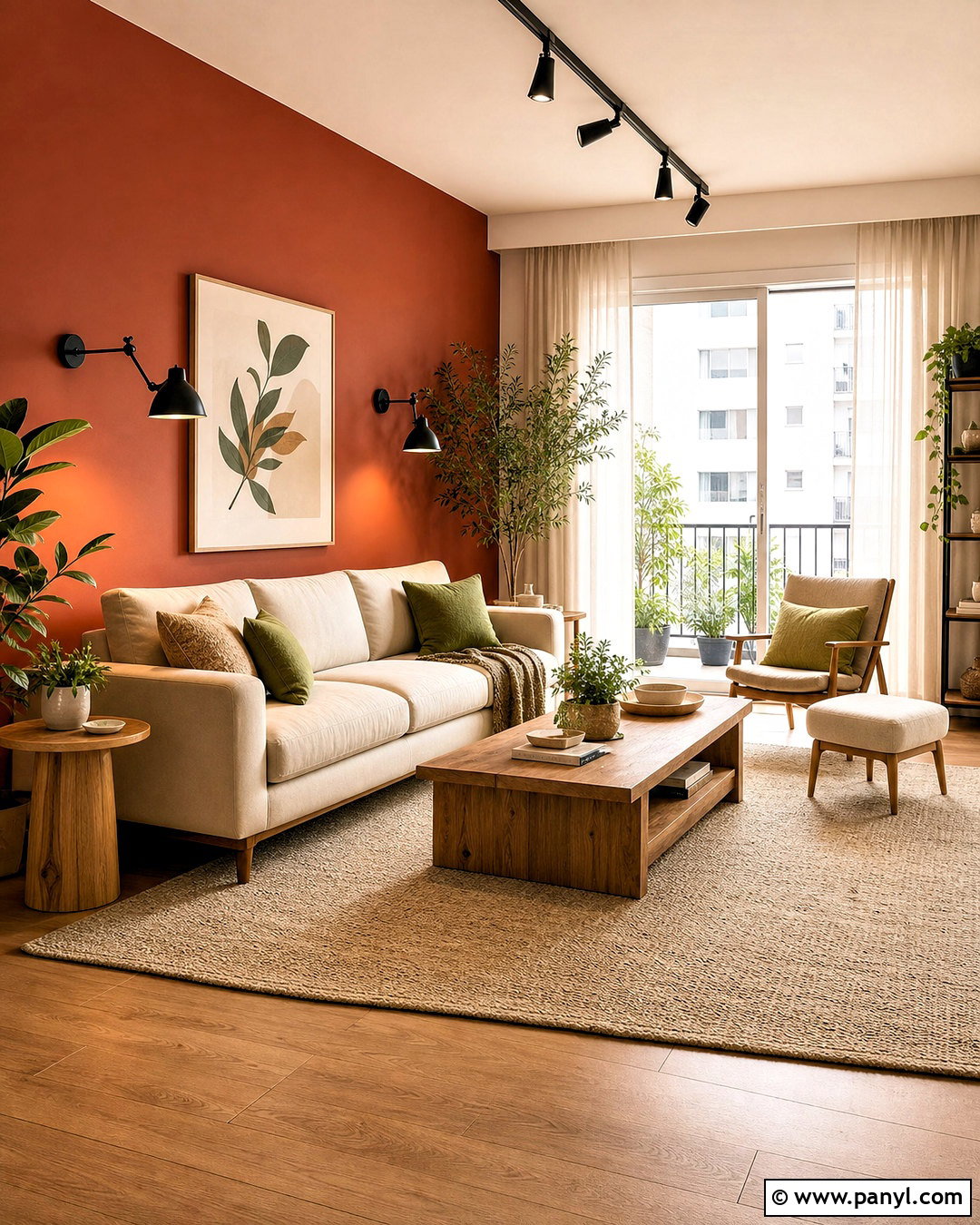 Terracotta Living Room Accent Wall - 20 apartment accent wall ideas