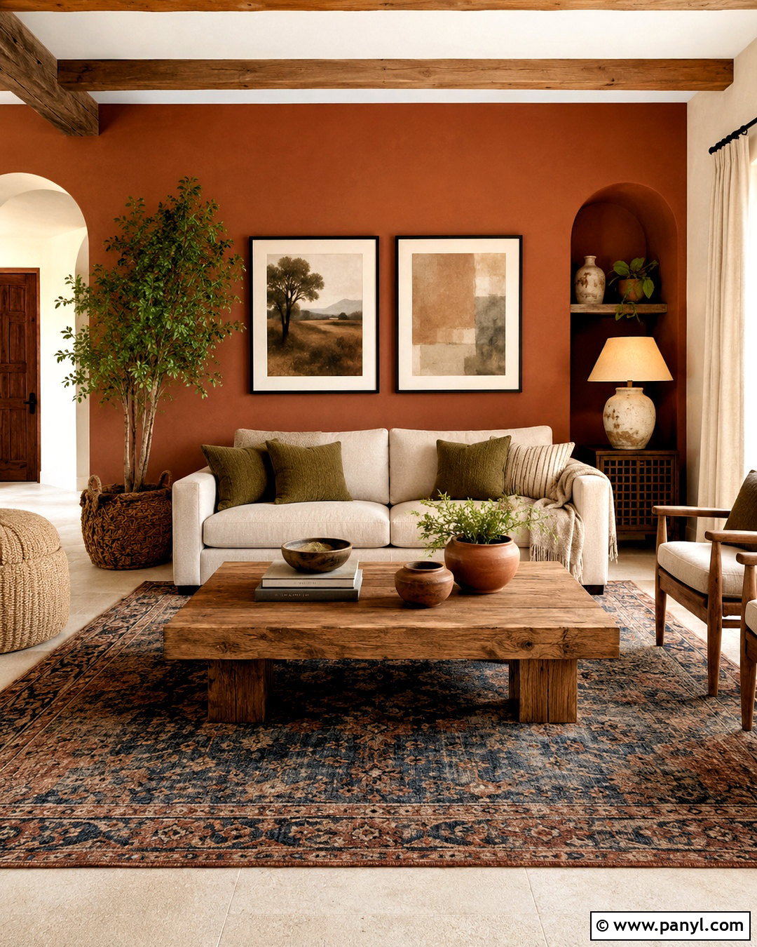 Terracotta Living Room Accent Wall - 20 paint living room ideas accent walls