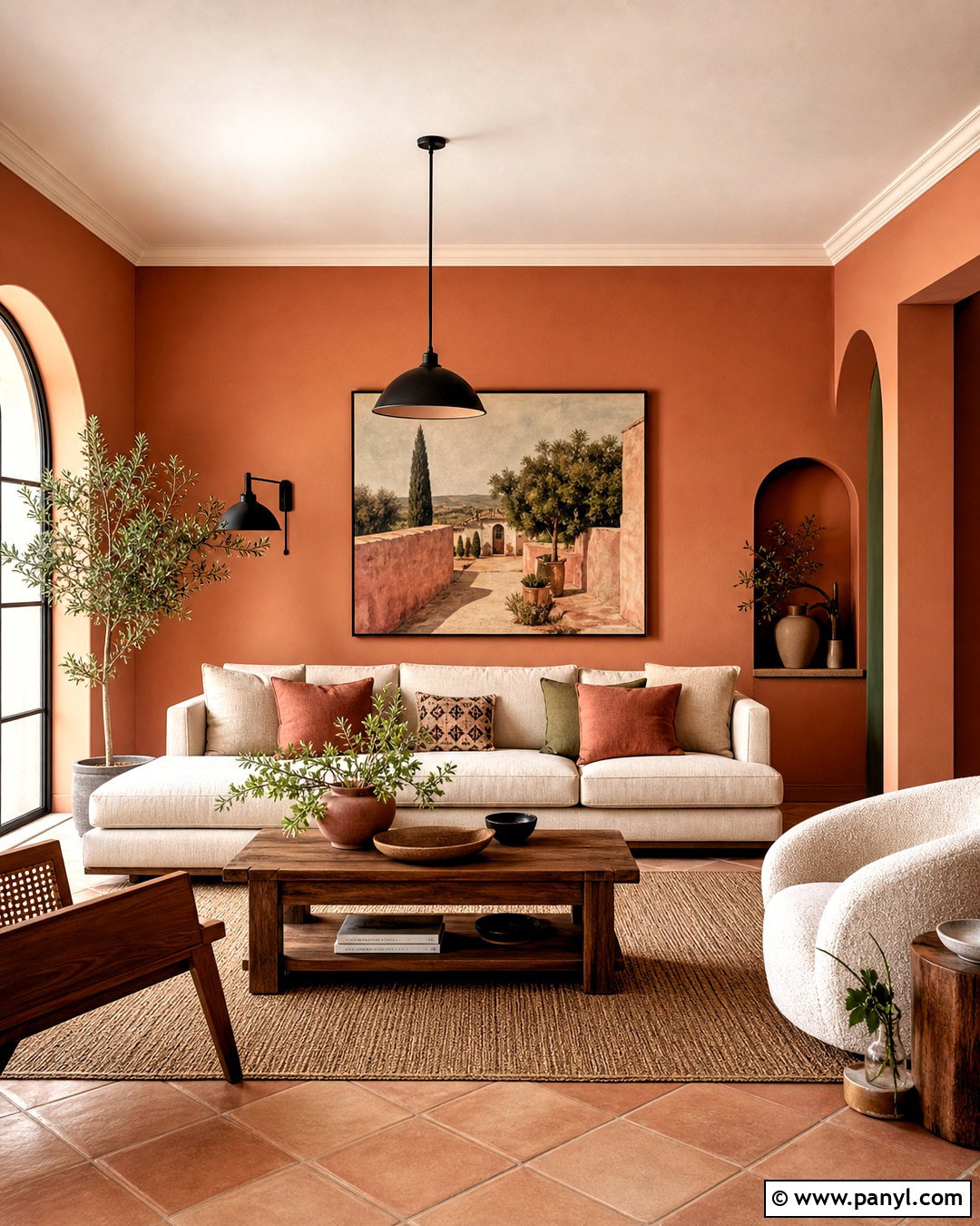 Terracotta Living Room Wall Painting - 20 room wall painting ideas aesthetic ideas