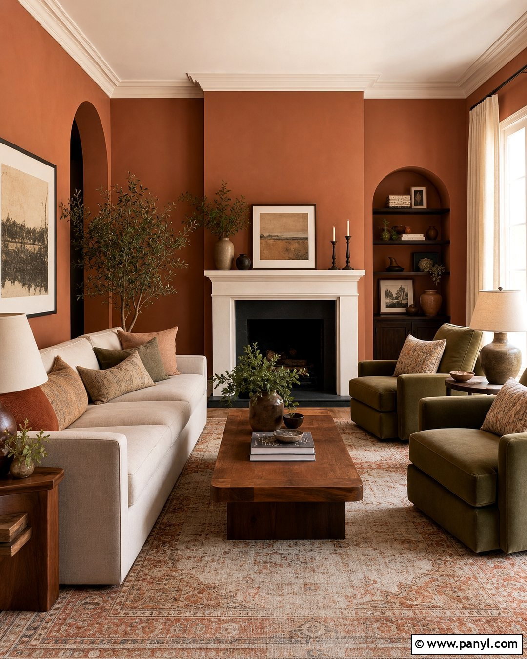 Terracotta Living Room Wall - 20 Brown Orange Wall Color Ideas