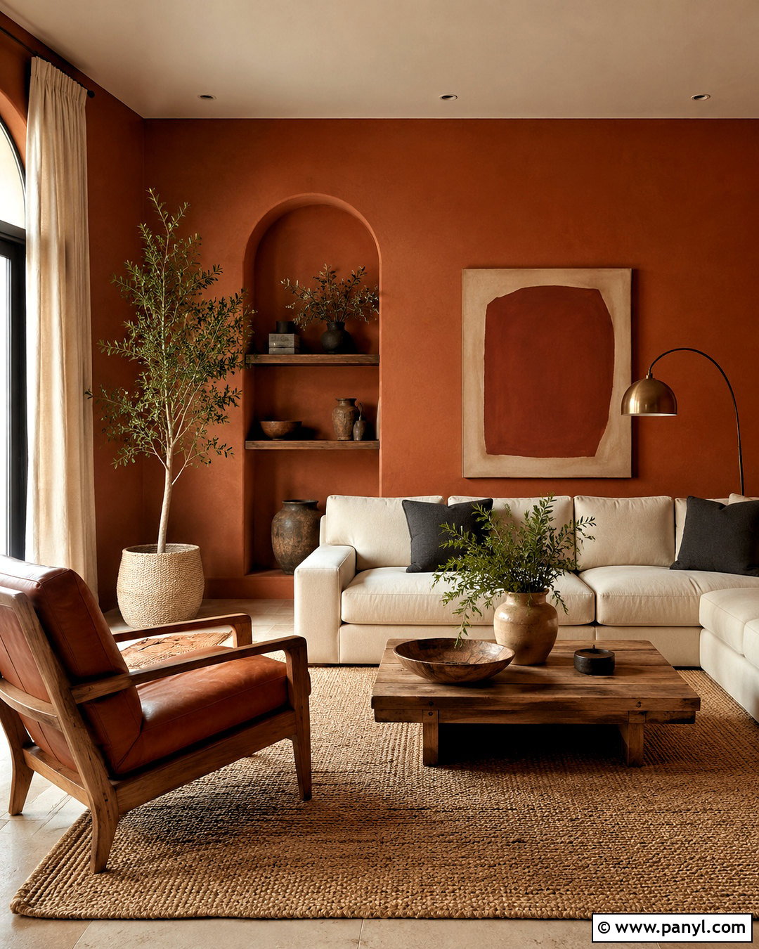 Terracotta Living Room Walls - 20 Warm Earthy Tone Walls