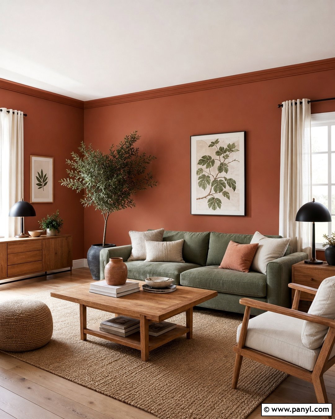 Terracotta Living Room Walls With Sage Green - 40 Terracotta Wall Color Ideas