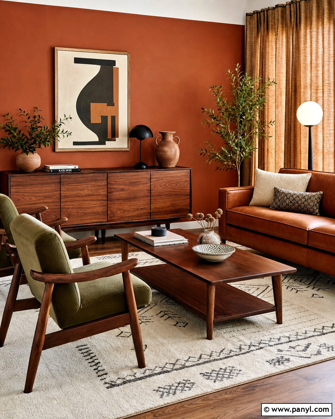 Terracotta Midcentury Living Room - 20 terracotta interior design ideas