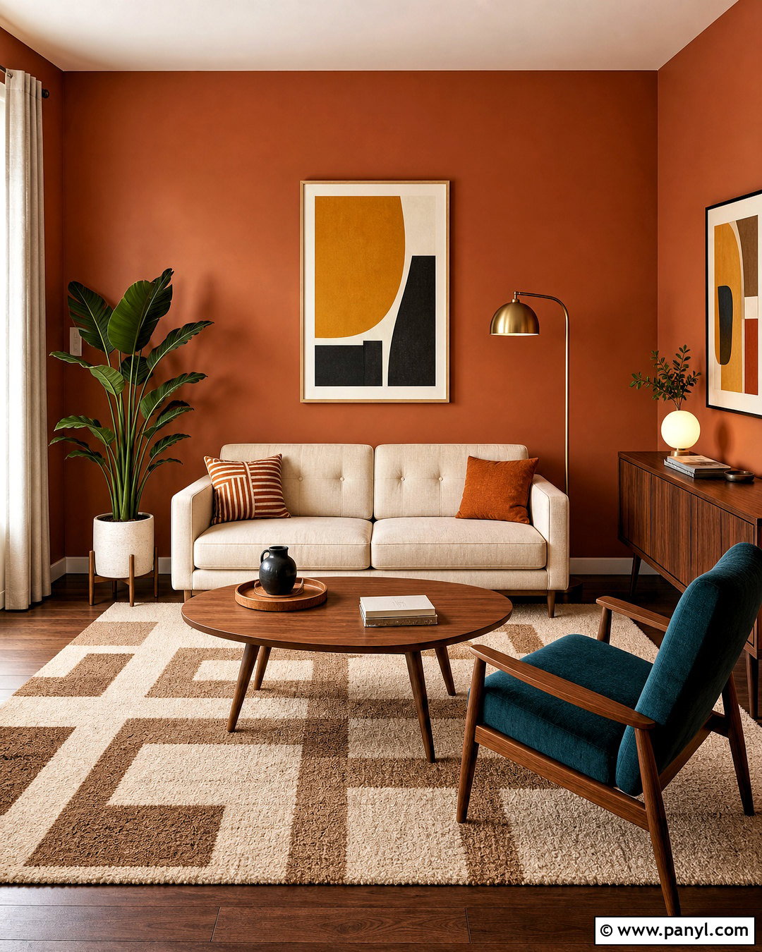 Terracotta Midcentury Modern Living Room - 20 teracotta ideas interior ideas