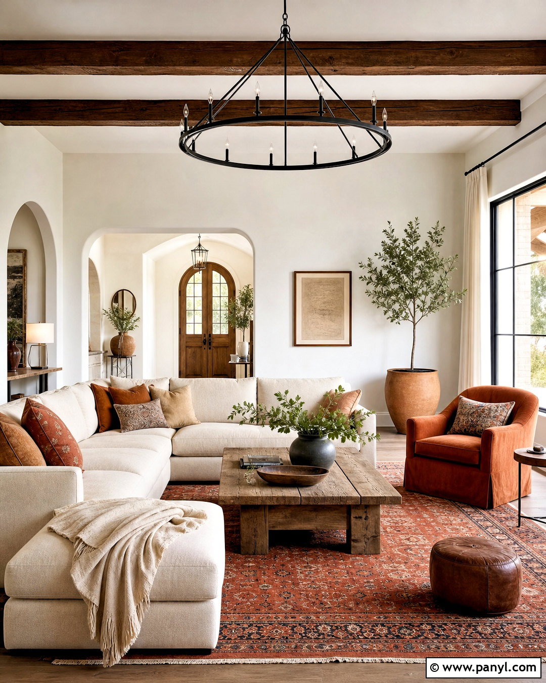 Terracotta Modern Farmhouse Living Room - 20 terracotta color palette living room ideas