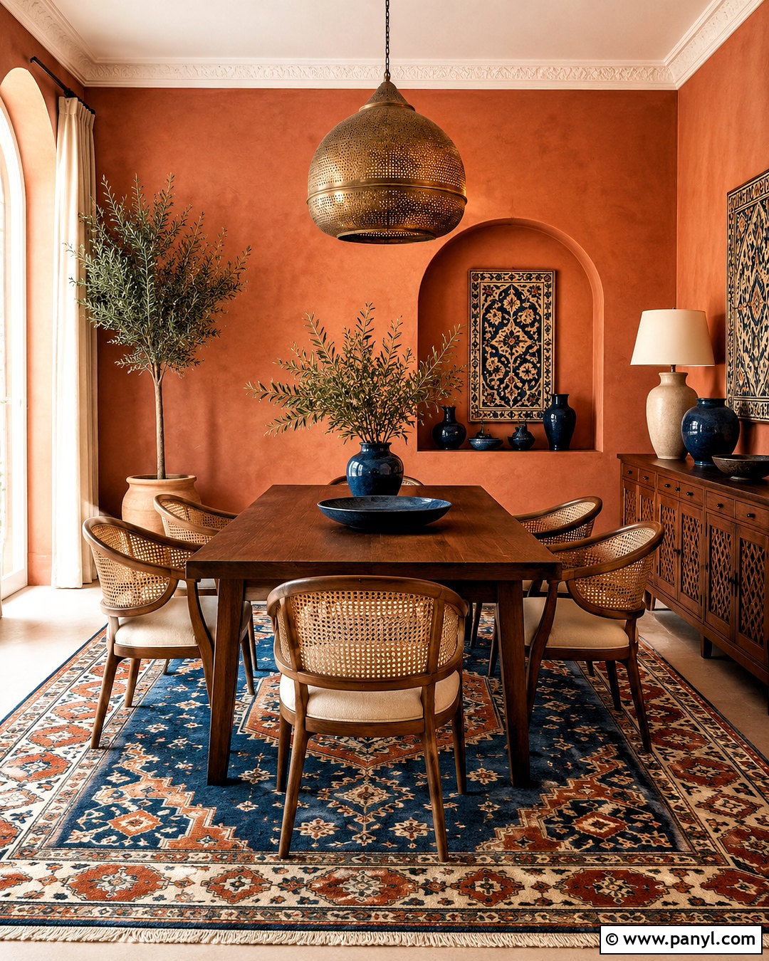 Terracotta Moroccan Print Dining Room - 20 moroccan print ideas