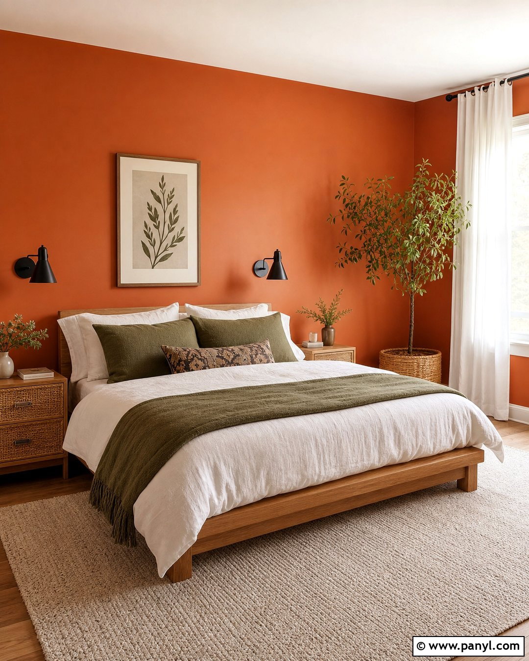 Terracotta Orange Bedroom - 35 orange wall paint ideas
