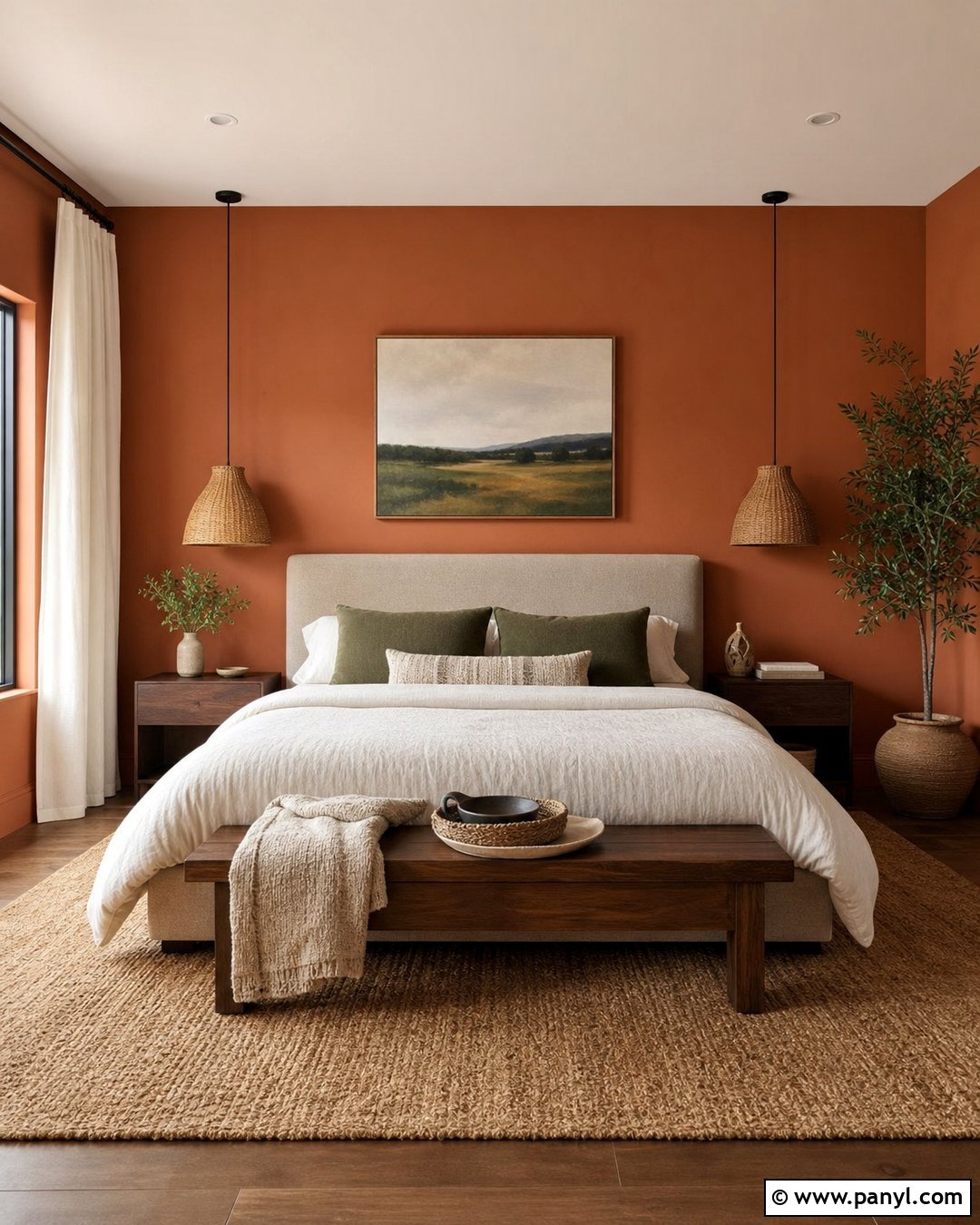 Terracotta Orange Bedroom Walls - 30 Orange Painted Walls