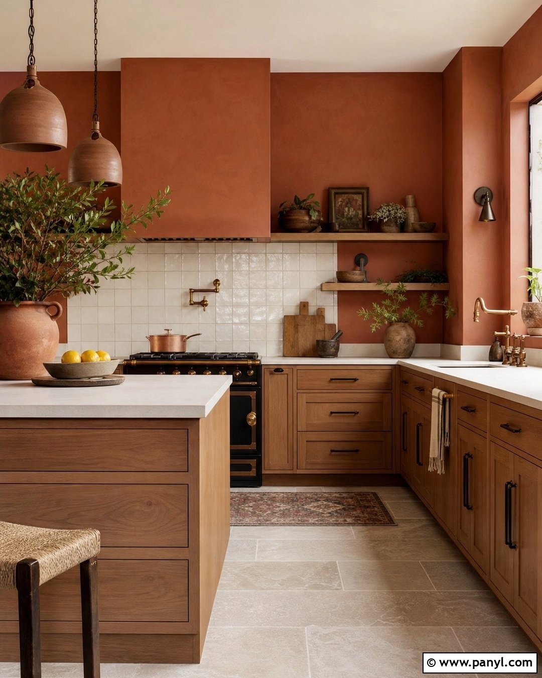 Terracotta Orange Kitchen Walls With Oak Cabinets - 20 Orange Wall Paint Ideas Kitchen Ideas