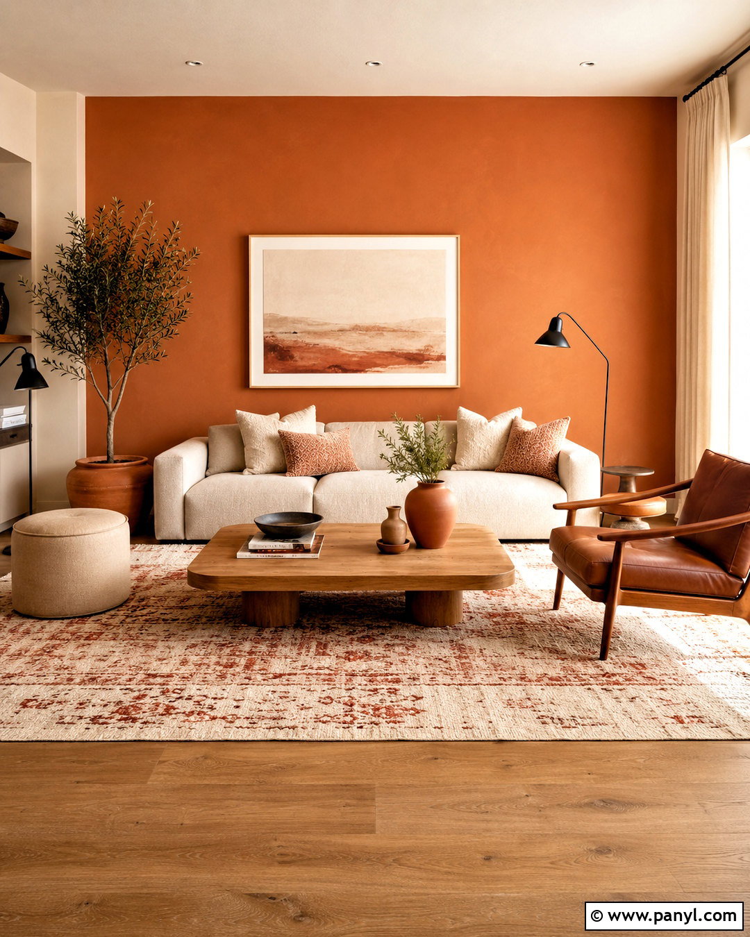 Terracotta Orange Living Room - 20 Warm Orange Wall Color Ideas