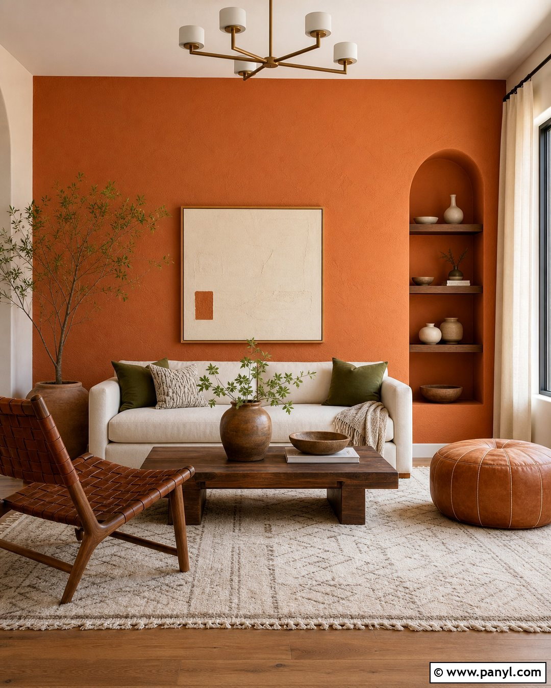 Terracotta Orange Peel Accent Wall - 20 Orange Peel Wall Paint Ideas