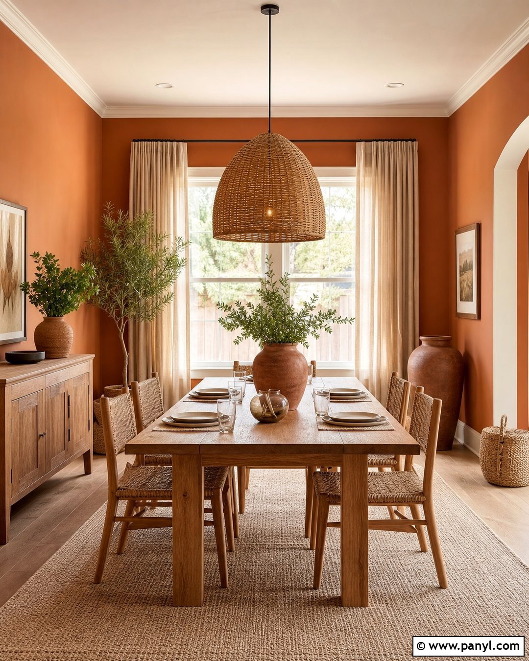 Terracotta Orange Walls With Natural Wood - 20 How To Decorate With Orange Walls