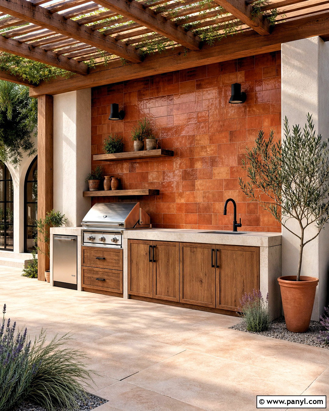 Terracotta Outdoor Kitchen Wall - 20 terracotta wall tiles