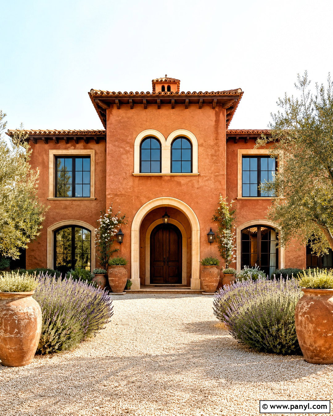 Terracotta Outside Wall With Cream Trim - 20 outside wall painting ideas