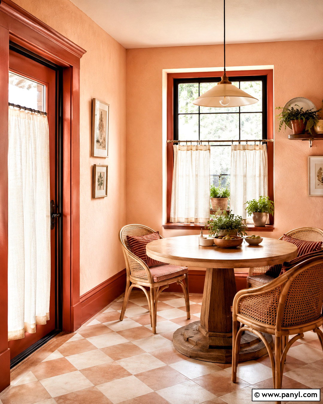 Terracotta Painted Baseboards With Peach Walls - 20 painted baseboards