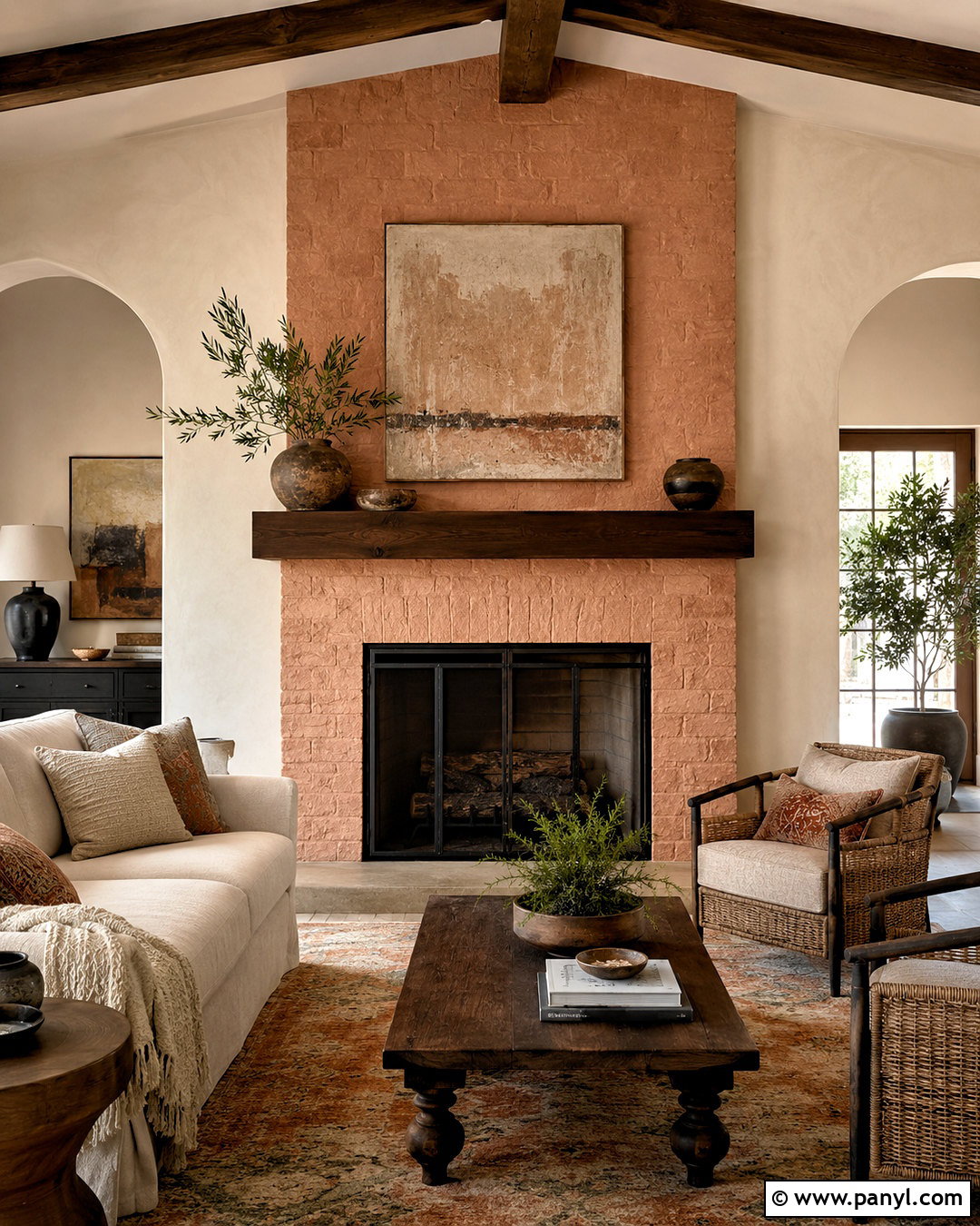 Terracotta Painted Brick Fireplace - 20 painted brick fireplace makeover ideas