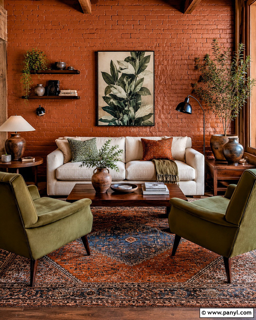Terracotta Painted Brick Wall - 20 brick painting interior ideas