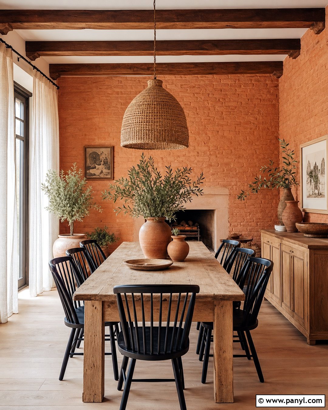 Terracotta Painted Brick Wall - 20 Interior Painted Brick Ideas