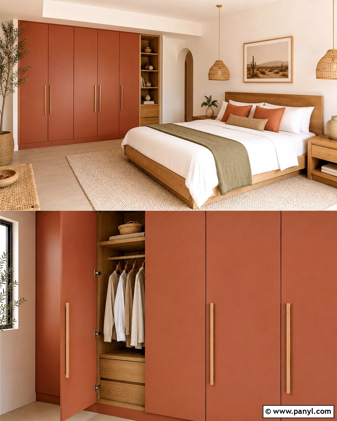 Terracotta Painted Built In Wardrobes - 20 painted built in wardrobes