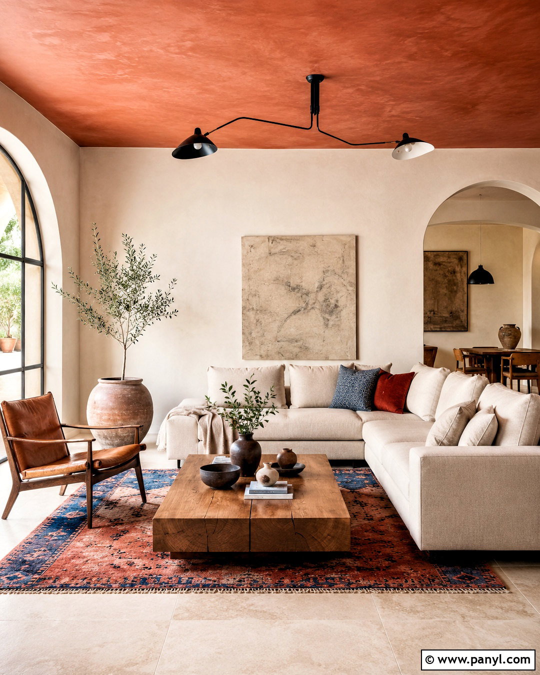 Terracotta Painted Ceiling - 20 painted ceiling ideas living room ideas