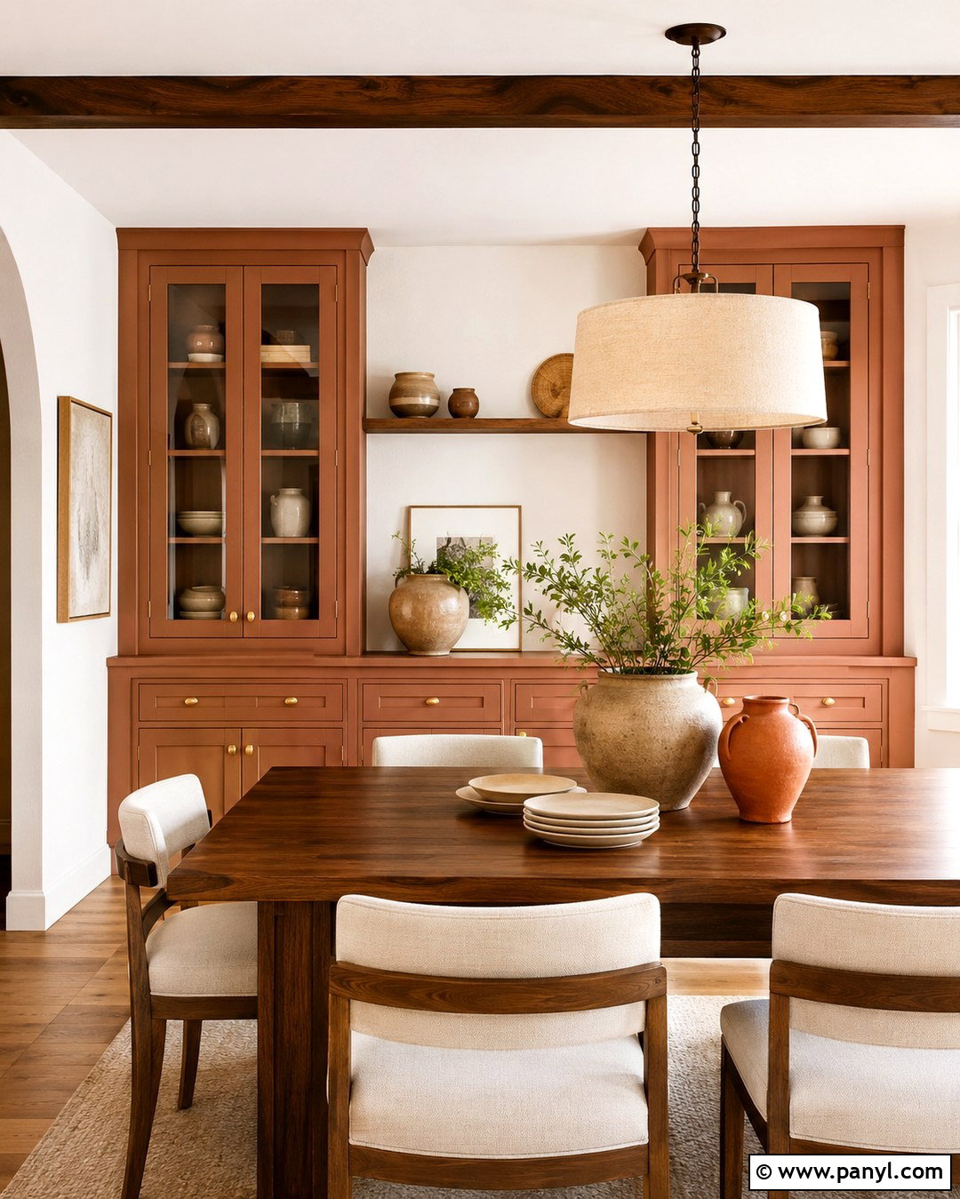 Terracotta Painted Dining Room Built Ins - 20 White Walls Painted Built Ins
