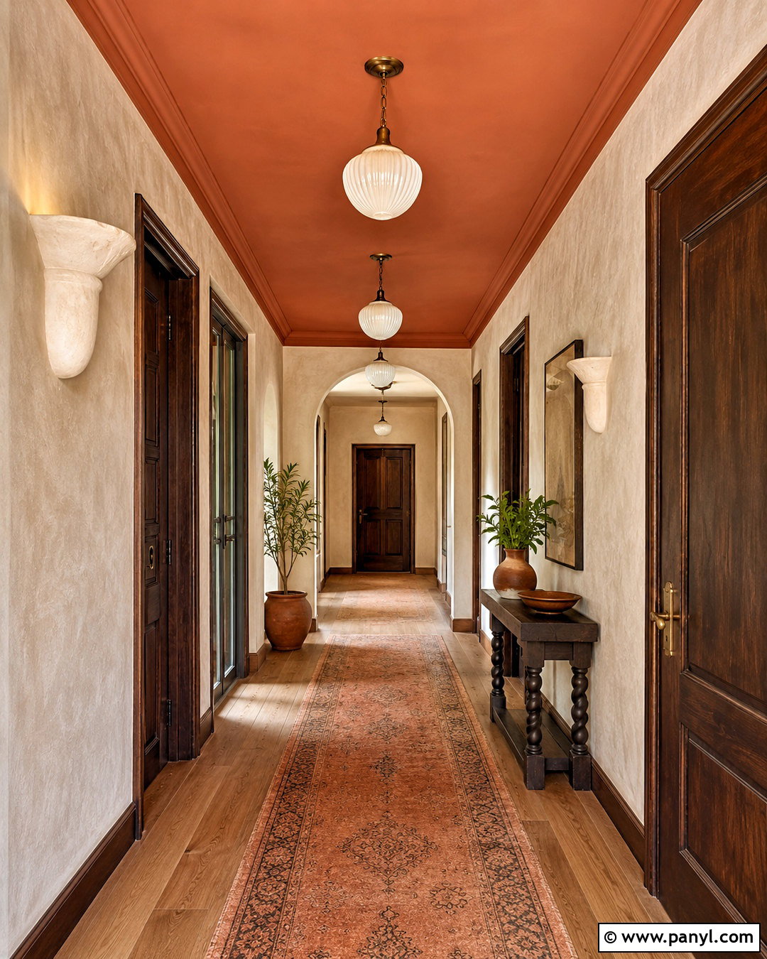 Terracotta Painted Hallway Ceiling - 20 painted ceiling hallway ideas